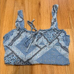 La Hearts Blue Paisley Crop Top